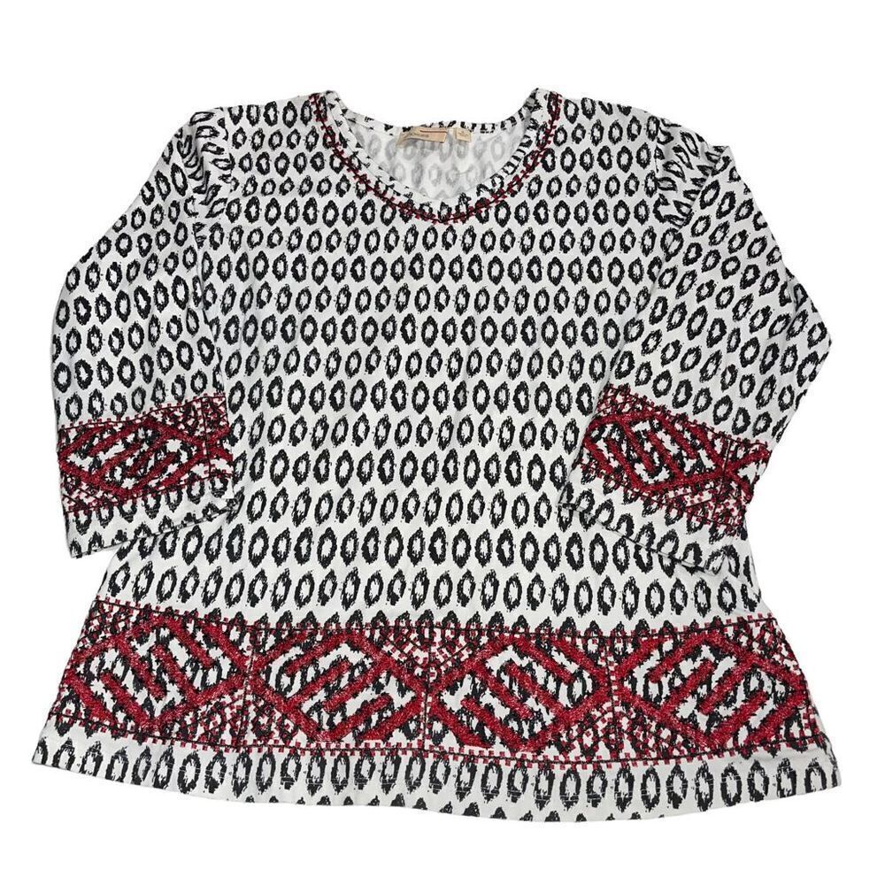 Choices Black, White & Red Embroidered Top - Size Small‎